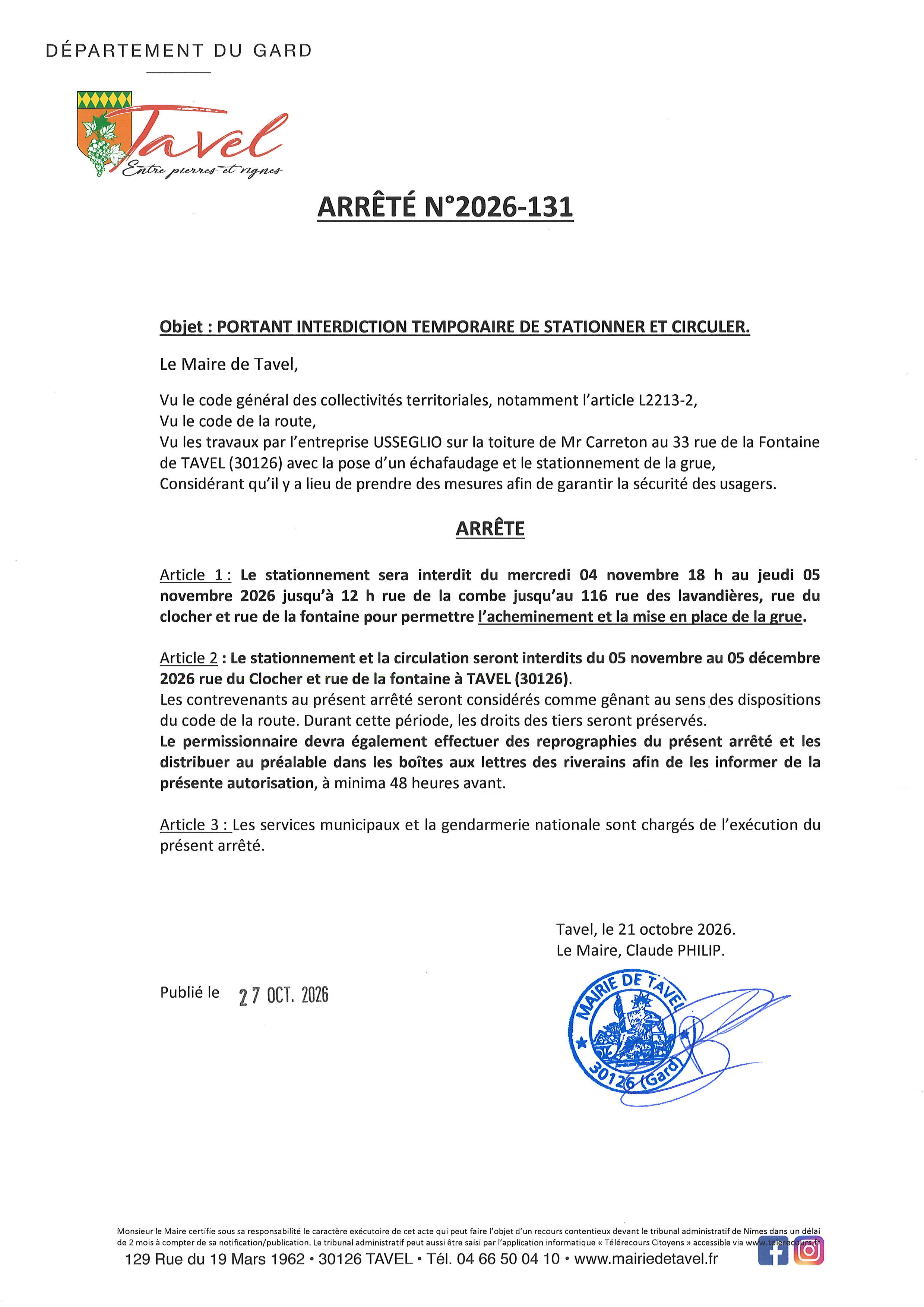 ARRETE 2026 131